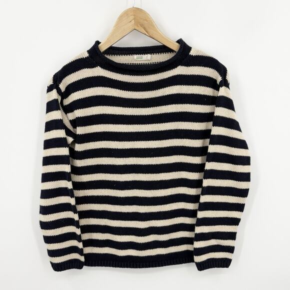 JCrew Crewcuts Roll Neck Sweater Kid 12 Stripe Nautical Classic Preppy Fisherman - Picture 1 of 7